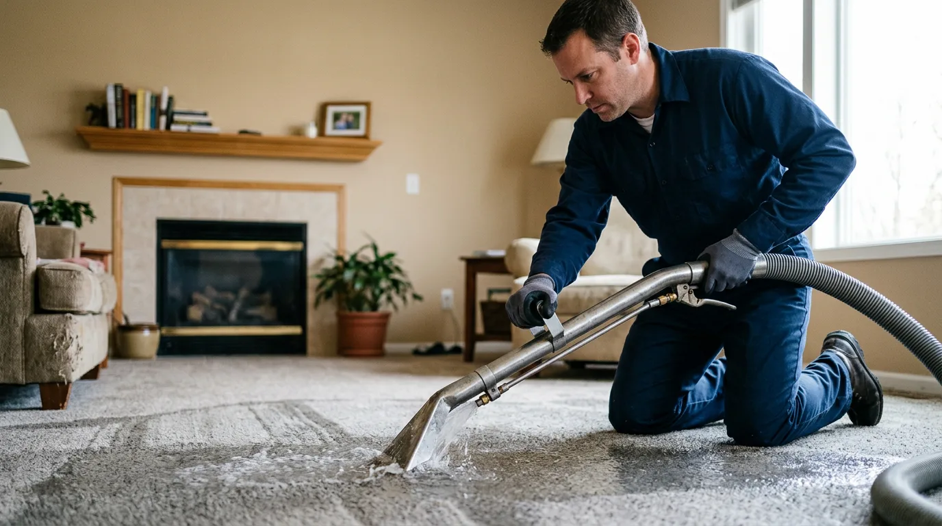 Water damage restoration technician working near Greer, AZ